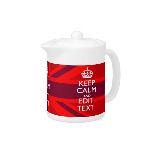 Red Burgundy Keep Calm Your Text Union Jack Flag Teapot