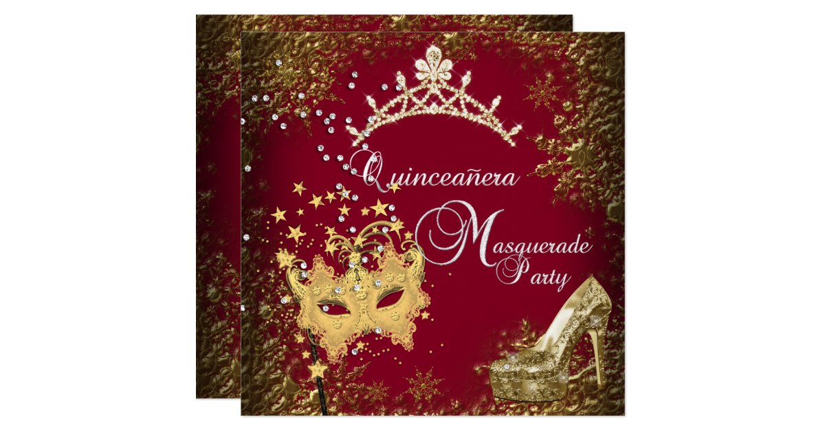 red burgundy masquerade quinceanera 15th party invitation labels binders