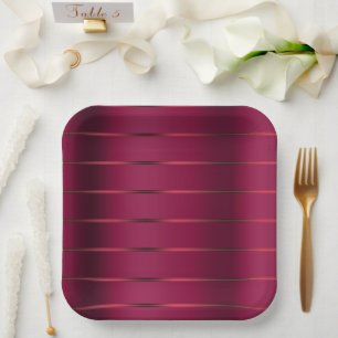 Red Burgundy Ribbon Bridal Shower Paper Plates
