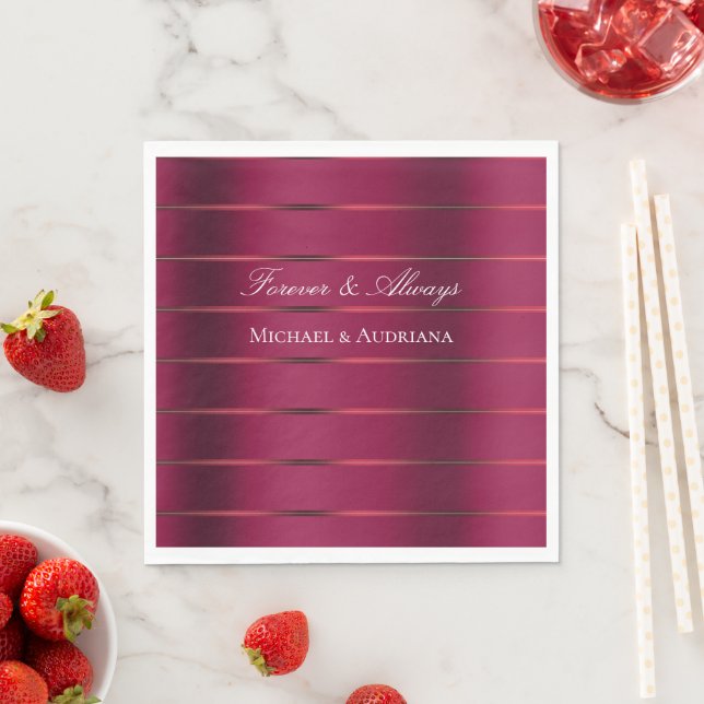 Red Burgundy Ribbon Wedding Bridal Shower  Napkins (Insitu)