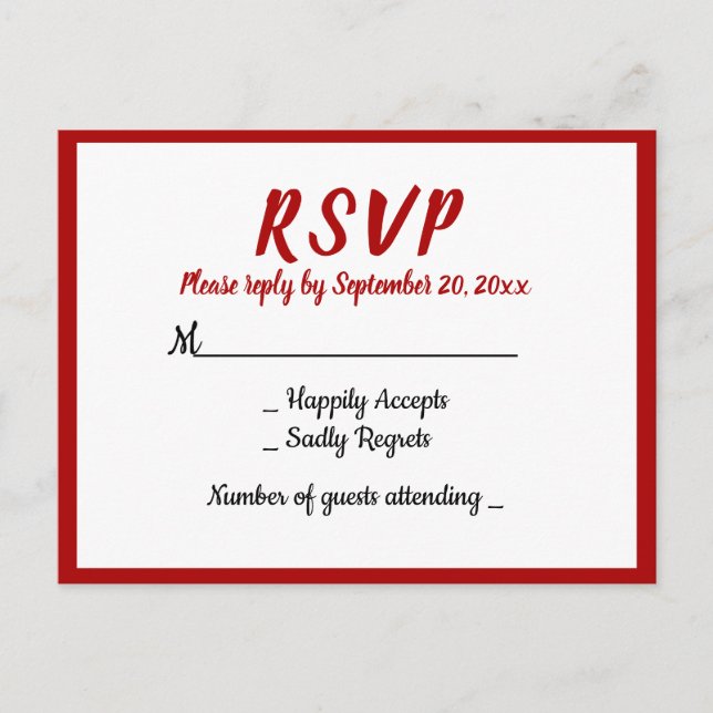 Red Burgundy RSVP WEdding Party Fall Country Invitation Postcard (Front)