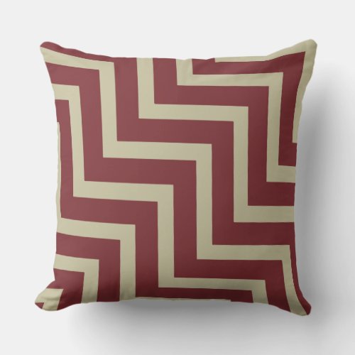 red  Burgundy taupe chevron Pattern modern pillow