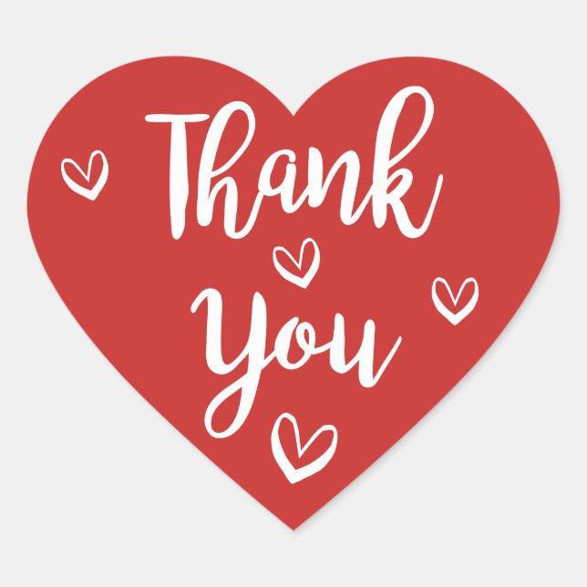 Red Burgundy Thank You White Hearts Wedding Heart Sticker (Front)