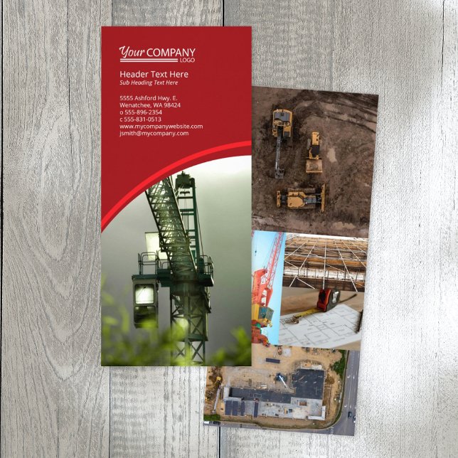 Red, Burgundy, Vertical Company Rack Card (red company branded rack card, red brochure template with logo, red flyer design)