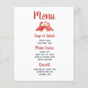 Red Burgundy Wedding Menu Lovebirds Bridal Shower