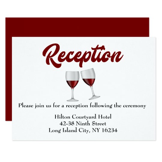 Red Burgundy Wedding Reception Wine Glasses Invitation Zazzle Com