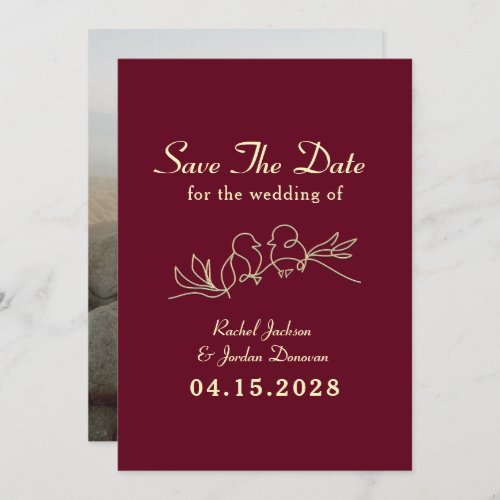 Red Burgundy Wedding Save The Date