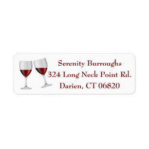 Red Burgundy Wine Champagne Glasses Label