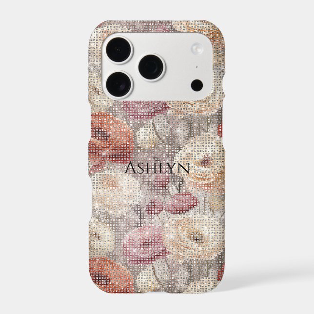 Red Burgundy Wine Cream Flowers Sparkle Case-Mate iPhone Case (Back)