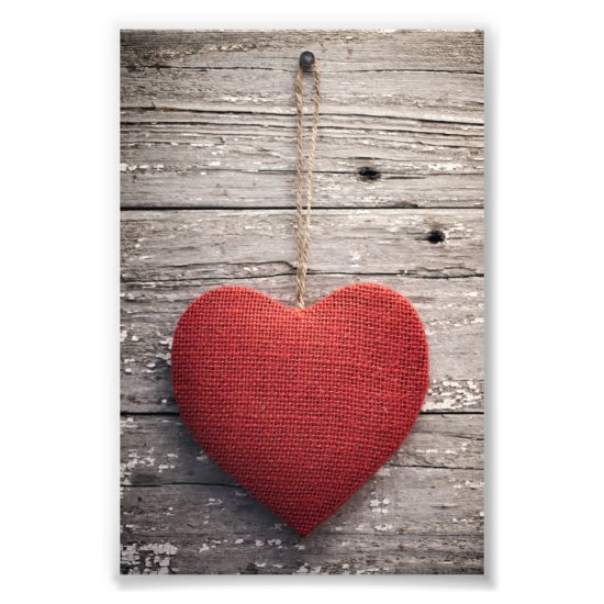 Red Burlap Heart Photo Print