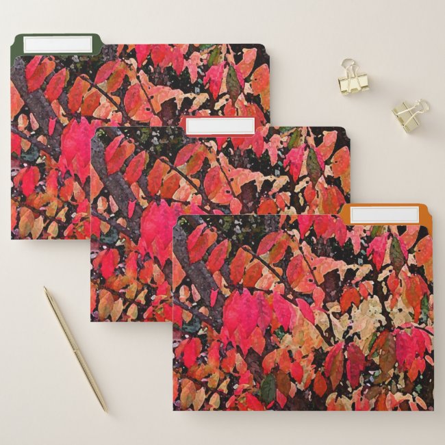 Red Burning Bush Abstract File Folder Set