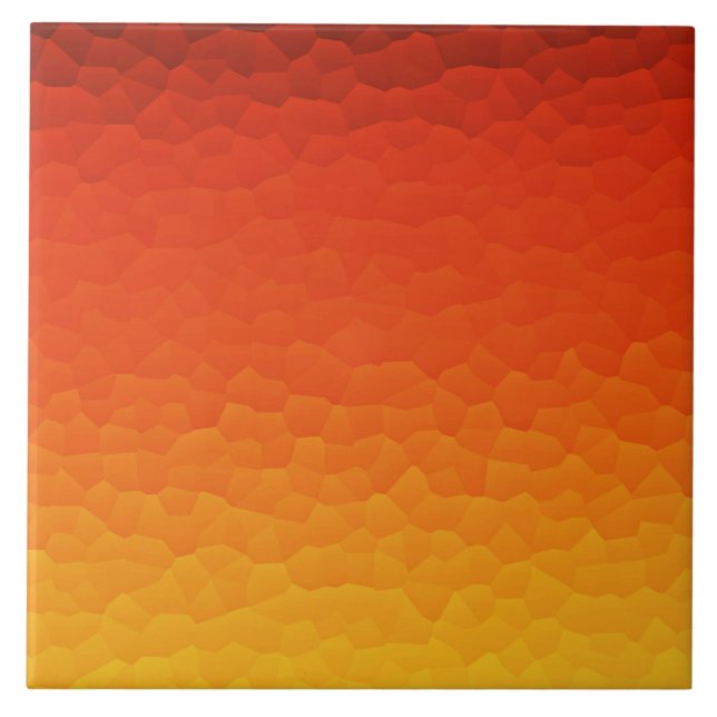 Red Burnt Orange to Gold Ombre Crackle Pattern Ceramic Tile (Front)