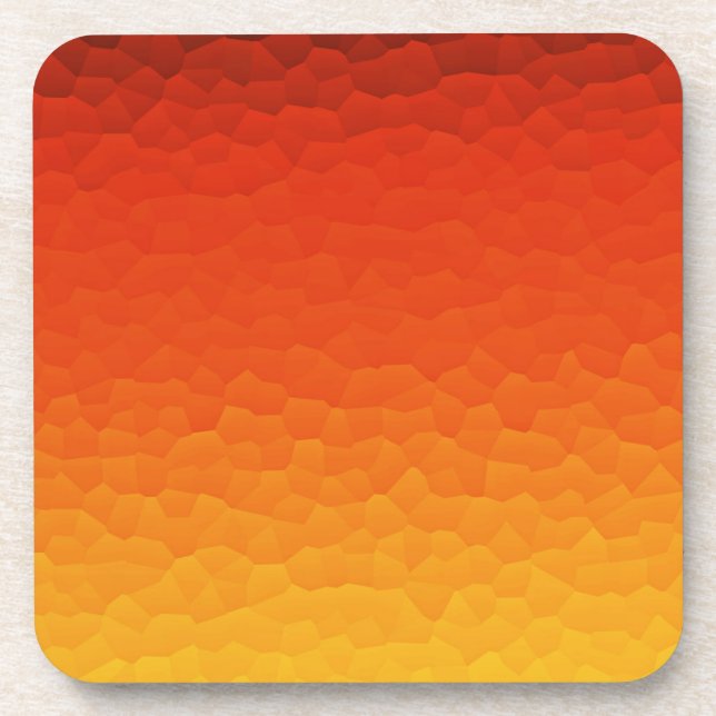 Red Burnt Orange to Gold Ombre Crackle Pattern Drink Coaster (Front)