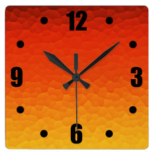 Burnt Orange Wall Clocks Zazzle Red Burnt Orange To Gold Ombre Le Pattern Square Wall Clock