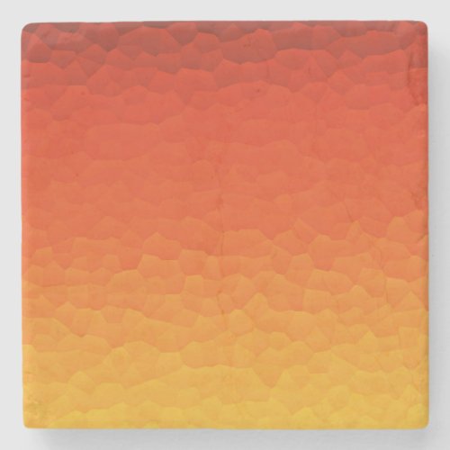Red Burnt Orange to Gold Ombre Crackle Pattern Stone Coaster