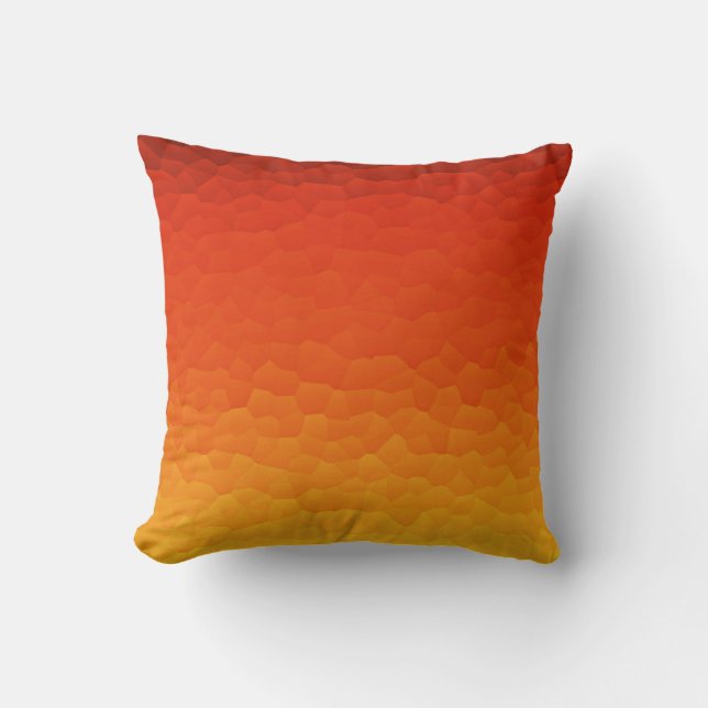 Red Burnt Orange to Gold Ombre Crackle Pattern Throw Pillow (Front)