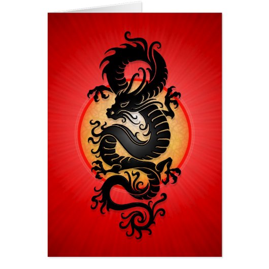 Red Burst Chinese Dragon Cards (Front)