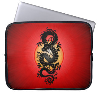 Red Burst Chinese Dragon Laptop Sleeve