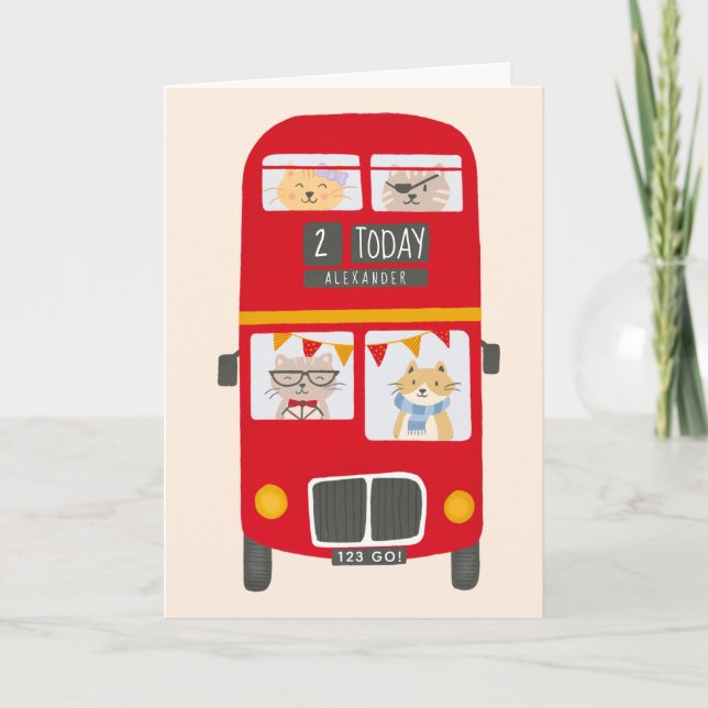 Red Bus Birthday Card (Front)