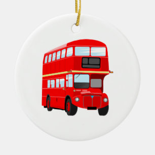 Red Bus Ceramic Ornament