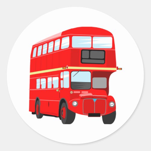 Red Bus Classic Round Sticker