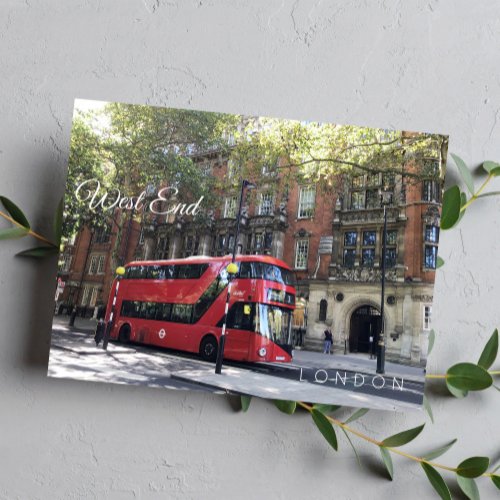 Red Bus in LONDON West End Kensington photography Postcard