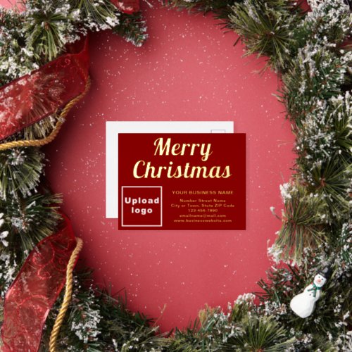 Red Business Brand on Christmas Foil Holiday Postcard