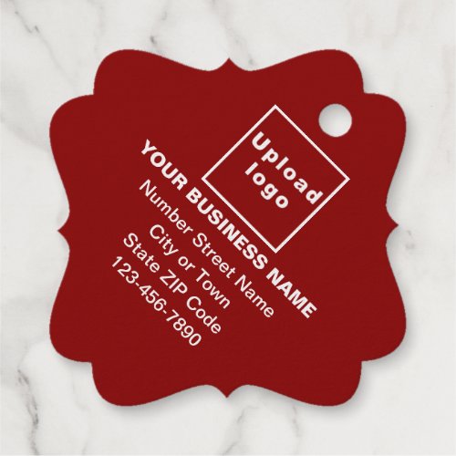 Red Business Brand on Fancy Square Foil Tag