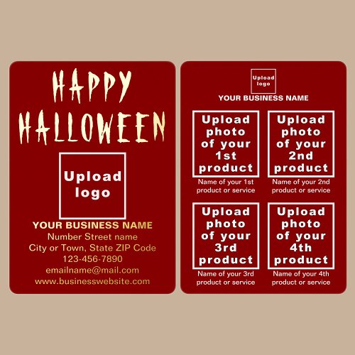 Red Business Brand on Halloween Foil Holiday Card