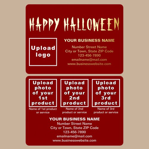 Red Business Brand on Halloween Rectangle Foil Holiday Card