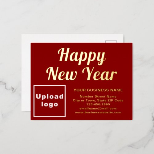 Red Business Brand on New Year Foil Holiday Postcard