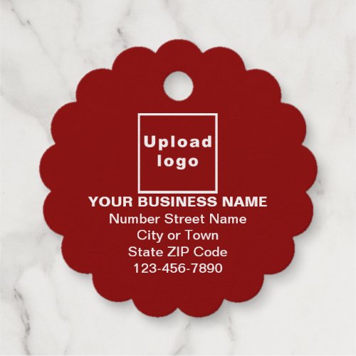 Red Business Brand on Scalloped Round Shape Foil Favor Tags