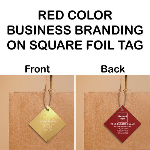 Red Business Brand on Square Foil Tag