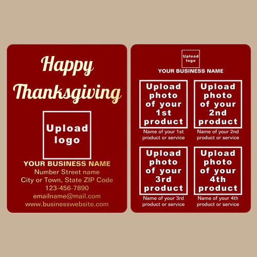 Red Business Brand on Thanksgiving Foil Holiday Card
