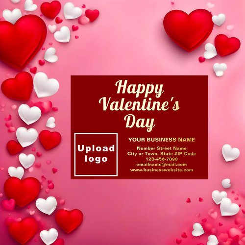 Red Business Brand on Valentine Foil Holiday Postcard