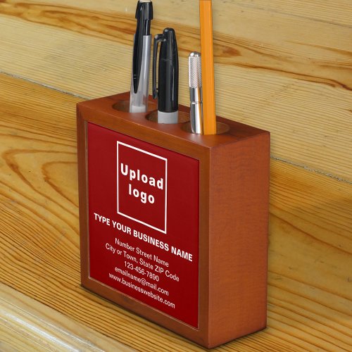 Red Business Branding on Desk Pen Organizer