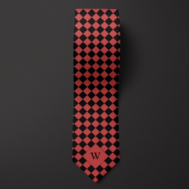 Red Business Checkered Monogram Neck Tie (Creator Uploaded)