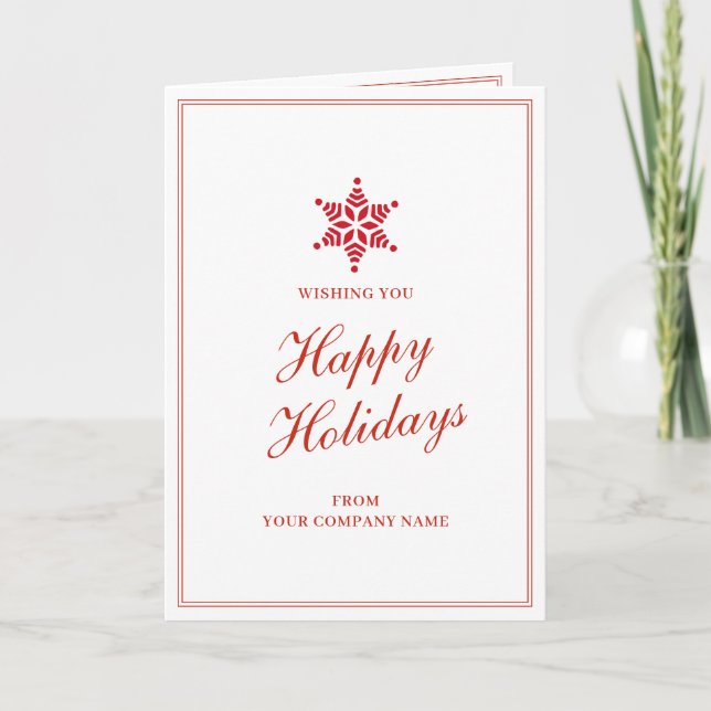 Red Business Christmas Clients Customer Employees Holiday Card (Front)