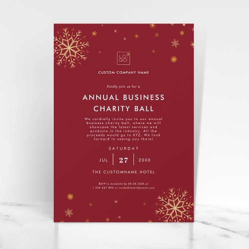 Red  Business Christmas Party Event Fundraiser Invitation