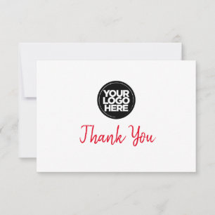 Red Business Logo And Message Thank You Card