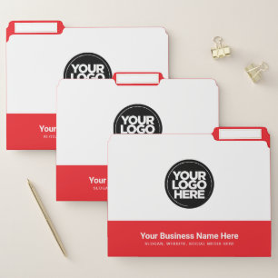 Red Business Logo and Text Simple Professional File Folder
