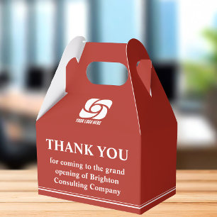 Red Business Logo Company Grand Opening Favor Boxes
