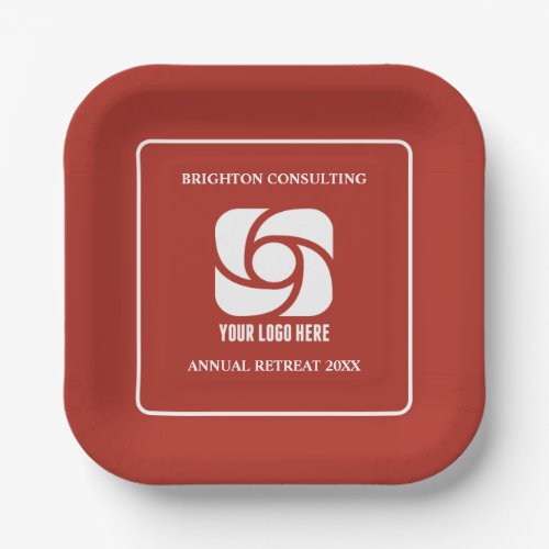 Red Business Logo Custom Company Party Paper Plates