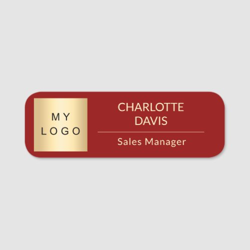 Red business logo employee modern name tag