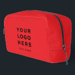 Red Business Logo Name Instagram Travel Dopp Kit<br><div class="desc">Custom Business Logo eyecatching red Name Company Promotional Instagram Travel Dopp kit featuring a simple and modern template with your business logo, photo or image and any personalized text. Add company name, social media, website, contact or any marketing info. The modern dopp kit is fully customizable with any color, pattern...</div>