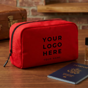 Red Business Logo Name Instagram Travel Dopp Kit
