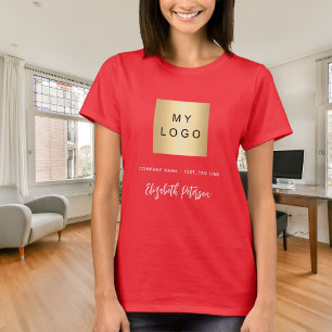 Red business logo name signature T-Shirt