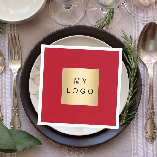 Red business logo napkins