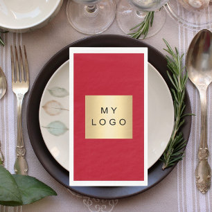 Red business logo paper guest towels