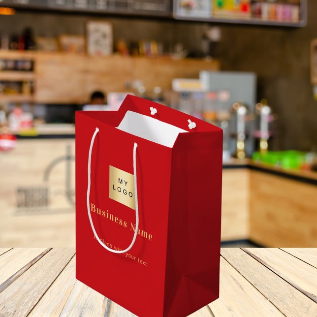 Red business logo paper shopping bag (Creator Uploaded)